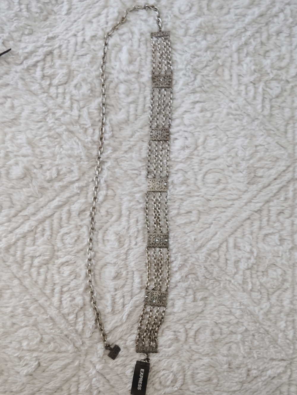 Express Silver Multi-Strand Filigree Panel Necklace